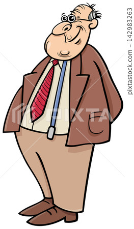 funny cartoon elderly man senior character 142983263