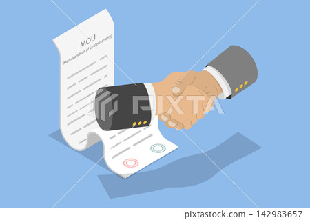 3D Isometric Flat Vector Illustration of MOU, Legal Document, Memorandum Of Understanding 142983657