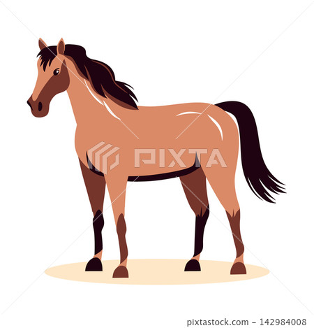 Cute Brown Horse Isolated on white background. Illustration in flat style. Cute Brown Horse Isolated on white background. Illustration in flat style. 142984008