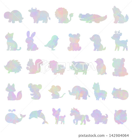 Colorful Baby Animal Hand-Drawn Silhouette Set Colorful Baby Animal Hand-Drawn Silhouette Set 142984064
