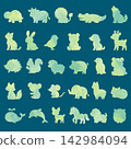 Colorful Baby Animal Hand-Drawn Silhouette Set 142984094