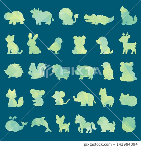 Colorful Baby Animal Hand-Drawn Silhouette Set Colorful Baby Animal Hand-Drawn Silhouette Set 142984094