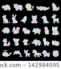 Colorful Baby Animal Hand-Drawn Silhouette Set 142984095