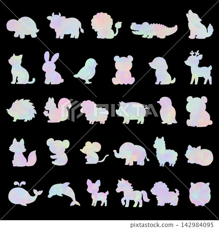 Colorful Baby Animal Hand-Drawn Silhouette Set Colorful Baby Animal Hand-Drawn Silhouette Set 142984095