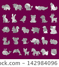 Colorful Baby Animal Hand-Drawn Silhouette Set 142984096