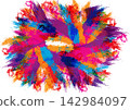 Abstract colorful paint splash background with bold brush strokes and grunge watercolor splatter for poster music event flyer and fashion design 142984097