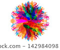 Colorful abstract acrylic paint brush strokes background with vibrant grunge texture. illustration vector design background 142984098
