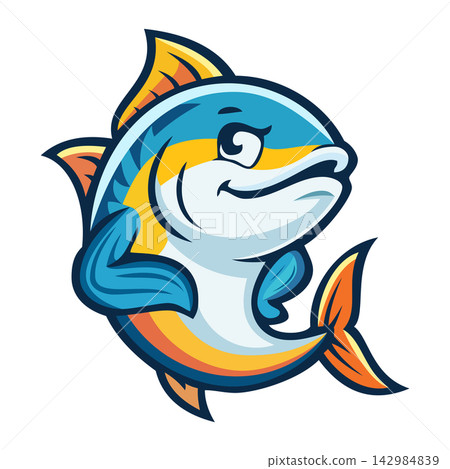 Cartoon tuna fish mascot logo Cartoon tuna fish mascot logo 142984839