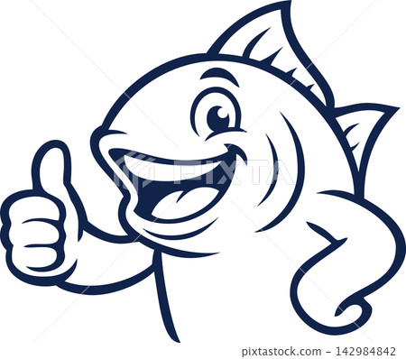 Cartoon tuna fish mascot logo Cartoon tuna fish mascot logo 142984842