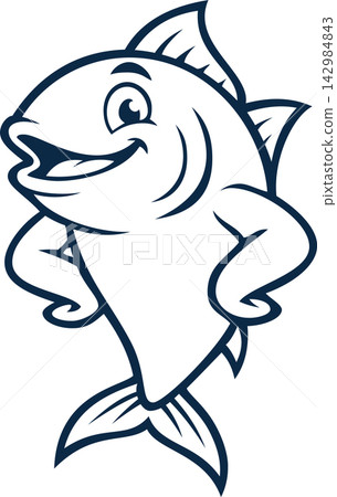 Cartoon tuna fish mascot logo Cartoon tuna fish mascot logo 142984843