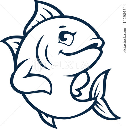 Cartoon tuna fish mascot logo 142984844