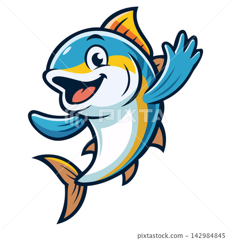 Cartoon tuna fish mascot logo 142984845