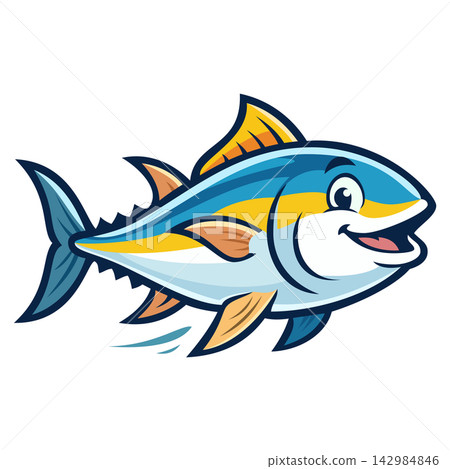 Cartoon tuna fish mascot logo Cartoon tuna fish mascot logo 142984846
