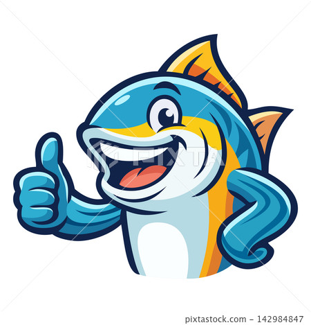 Cartoon tuna fish mascot logo Cartoon tuna fish mascot logo 142984847