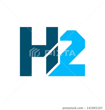 Clean Hydrogen H2 Energy Geometric Logo Icon 142985287