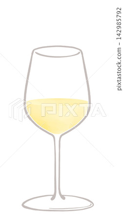 An illustration of white wine in a Chianti-style (all-purpose) wine glass. An illustration of white wine in a Chianti-style (all-purpose) wine glass. 142985792