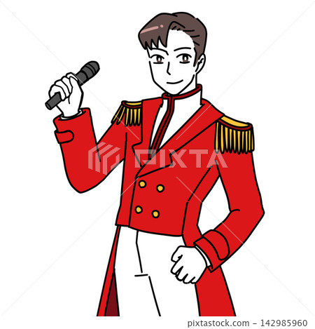 一位男偶像擺出造型（身穿紅色衣服） 142985960