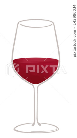 波爾多風格酒杯中的紅酒插圖。 波爾多風格酒杯中的紅酒插圖。 142986034