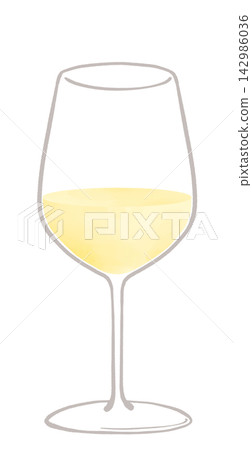 波爾多風格酒杯中的白葡萄酒插圖。 波爾多風格酒杯中的白葡萄酒插圖。 142986036