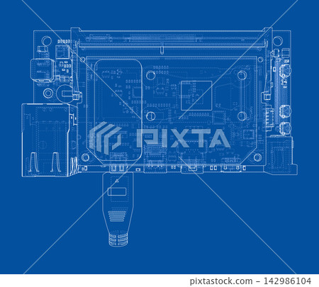 circuit board blueprint illustration. Vector circuit board blueprint illustration. Vector 142986104