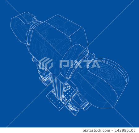 robotic arm blueprint illustration. Vector robotic arm blueprint illustration. Vector 142986105