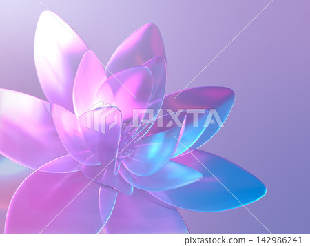 A fantastical 3D illustration of a sparkling crystal lotus flower. A fantastical 3D illustration of a sparkling crystal lotus flower. 142986241