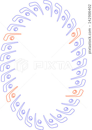 Hockey frame. Playing sport frame. Colorful design for players template. Baby shower design Hockey frame. Playing sport frame. Colorful design for players template. Baby shower design 142986402