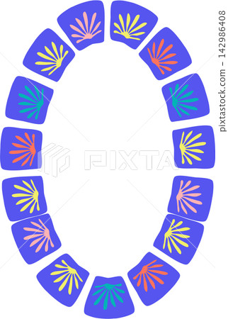 Doodle frame with colorful elements. Trendy graphic template. Cute empty frame box Doodle frame with colorful elements. Trendy graphic template. Cute empty frame box 142986408