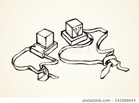 Jewish prayer cubes. Vector drawing 142986643