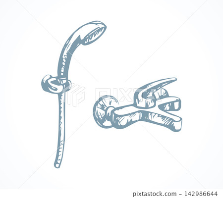 Shower with tap. Vector drawing 142986644