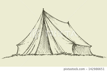 Tourist tent. Vector drawing Tourist tent. Vector drawing 142986651