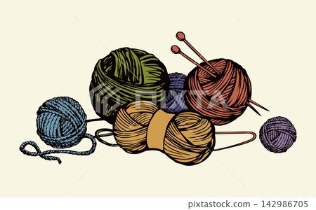Knitting. Vector drawing 142986705