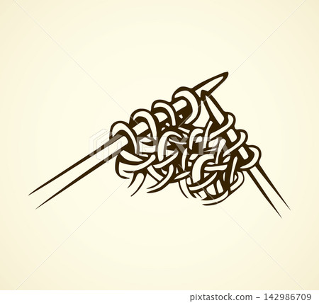 Knitting. Vector drawing Knitting. Vector drawing 142986709
