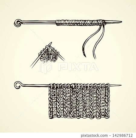 Knitting. Vector drawing Knitting. Vector drawing 142986712