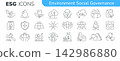 ESG icon set, environmental responsibility concept 142986880