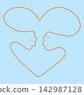 Heart cat's hug continuous line art symbol 142987128