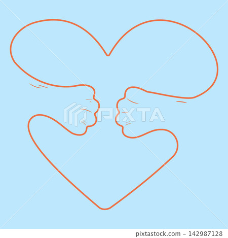 Heart cat's hug continuous line art symbol Heart cat's hug continuous line art symbol 142987128