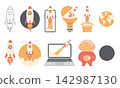 Rocket launch and space start up flat icon collection 142987130