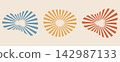 Vintage sunburst, retro sunrise and radial rays design collection vector set 142987133