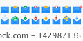 Email envelope notification flat icon collection set 142987136