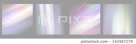 Crystal glass prism with holographic reflections and rainbow flare effect. Colorful confetti leaks, diamond glare streaks, and an abstract luminous background with iridescent light overlay. 142987279