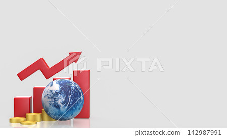 Global Economic Growth with a Rising Financial Chart 3d render. 142987991