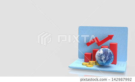 Global Economic Growth Chart on a Digital Laptop 3d render. 142987992