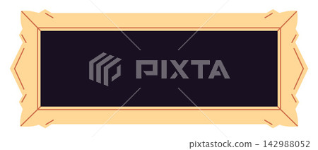 Decorative wooden rectangular frame with a rustic design. Flat vector illustration isolated on white background 142988052