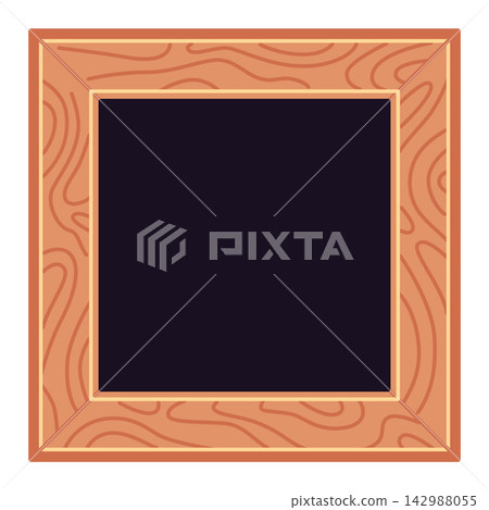 Rustic square wooden frame with a simple natural border. Flat vector illustration isolated on white background 142988055