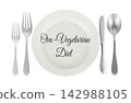 Ovo vegetarian diet concept with empty plate and cutlery. 3D rendering 142988105