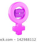 Women in business concept with female gender symbol and briefcase. 3D rendering 142988112