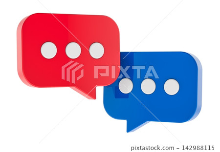 Chat bubbles for messaging, conversation and online communication. 3D rendering Chat bubbles for messaging, conversation and online communication. 3D rendering 142988115