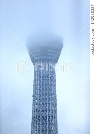 雨雲和東京晴空塔 雨雲和東京晴空塔 142988327