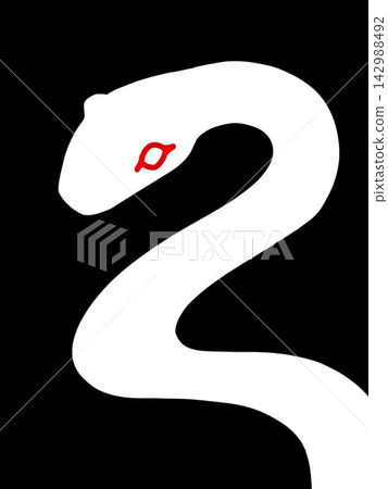 一幅筆觸風格的白蛇插圖 一幅筆觸風格的白蛇插圖 142988492